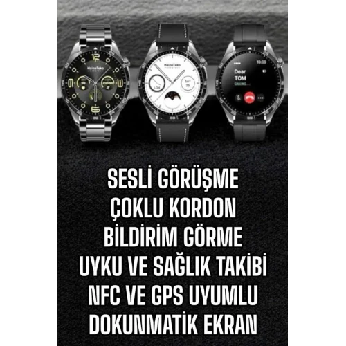 Mey İthalat® Akıllı Saat Titreşimli Amoled Ekran Uyku ve Sağlık Takibi Sesli Görüşme