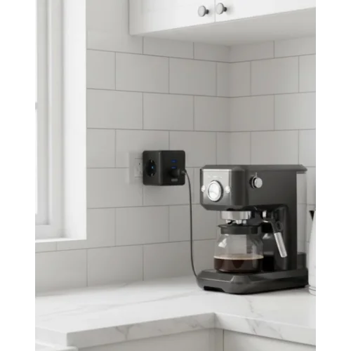 Mey İthalat® Akım ve Voltaj Korumalı Küp Priz 3 USB Destekli