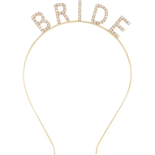 Mey İthalat® Altın Gold Renk Bekarlığa Veda Kristal Taş Bride Tacı İthal 16x10 cm