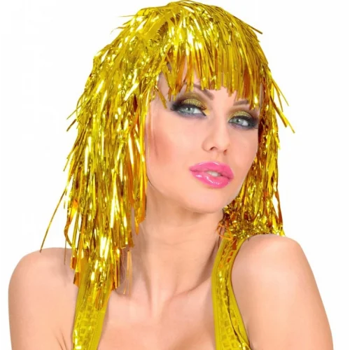 Mey İthalat® Altın Sarısı Işıltılı Metalize Parti Peruğu