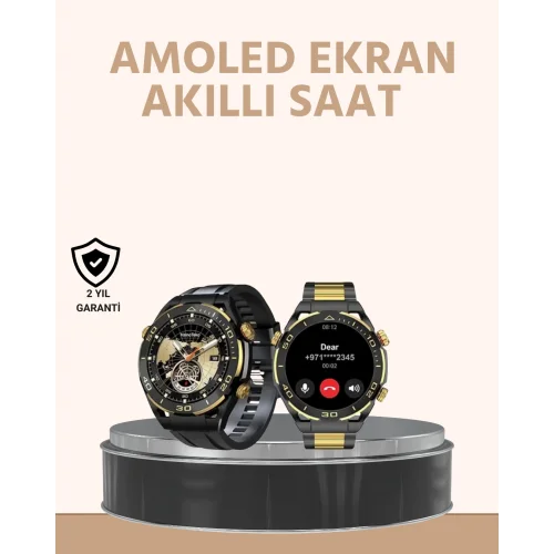 Mey İthalat® Amoled Ekran Akıllı Saat Uyku Nabız Adım Ölçer Su Geçirmez