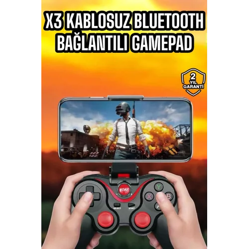 Mey İthalat® Android Uyumlu Gamepad X3 Game Stick Oyun Kolu Bluetooth Bağlantılı
