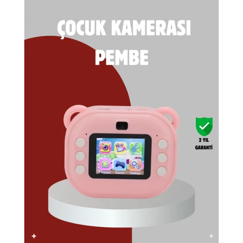 Mey İthalat® Anında Baskı Özellikli Çocuk Kamerası – 24MP HD Çift Lens, 32GB Hafıza ve Oyun Modu