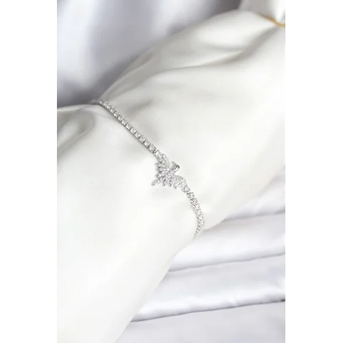 Mey İthalat® Anka Kuşu Model Zirkon Taşlı Gümüş Renk Pirinç Su Yolu Kadın Bileklik