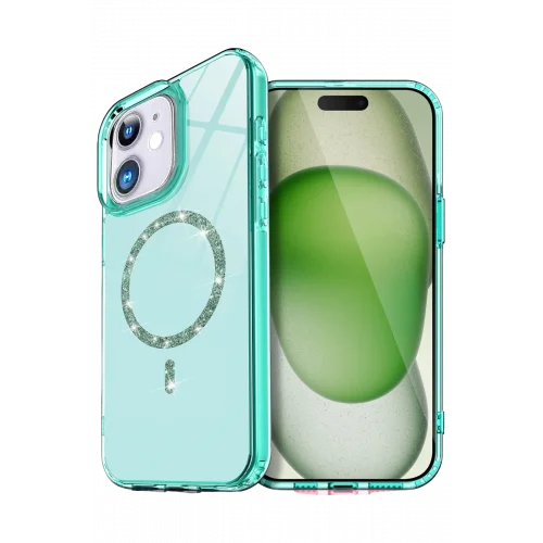 Mey İthalat®  Apple iPhone 11 Live Diamond Magsafe Kapak - Yeşil