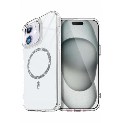 Mey İthalat®  Apple iPhone 12 Live Diamond Magsafe Kapak - Şeffaf