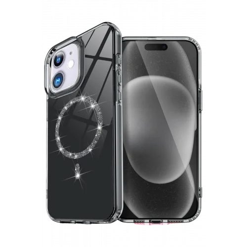 Mey İthalat®  Apple iPhone 12 Live Diamond Magsafe Kapak - Siyah
