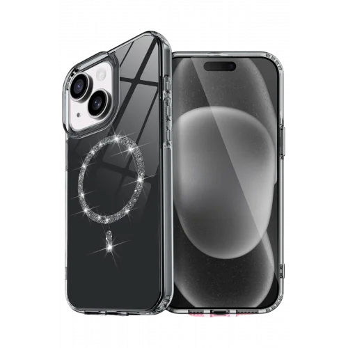 Mey İthalat®  Apple iPhone 14 Live Diamond Magsafe Kapak - Siyah
