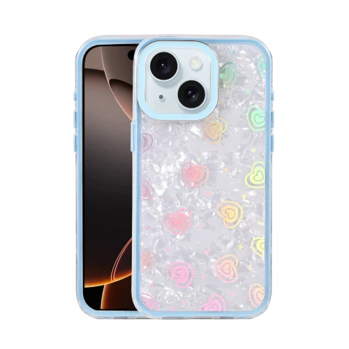 Mey İthalat®  Apple iPhone 14 Lumi Desenli Kapak - Mavi