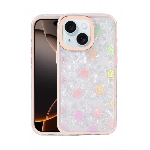 Mey İthalat®  Apple iPhone 14 Lumi Desenli Kapak - Pembe