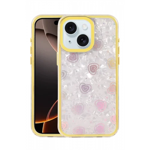 Mey İthalat®  Apple iPhone 14 Lumi Desenli Kapak - Sarı