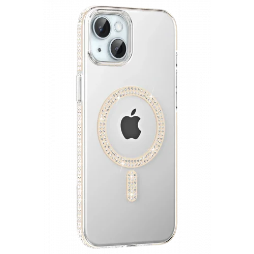 Mey İthalat®  Apple iPhone 14 Move Taşlı Magsafe Kapak - Pembe