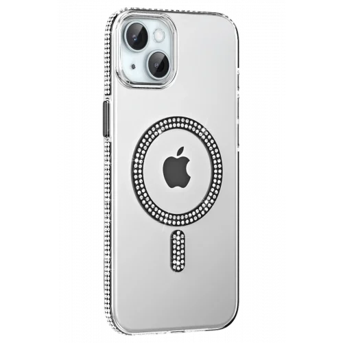 Mey İthalat®  Apple iPhone 14 Move Taşlı Magsafe Kapak - Siyah