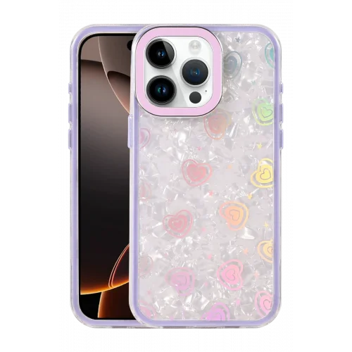 Mey İthalat®  Apple iPhone 14 Pro Max Lumi Desenli Kapak - Mor