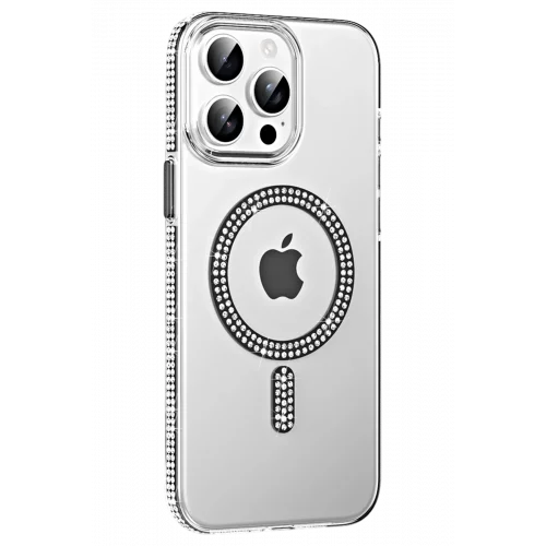 Mey İthalat®  Apple iPhone 14 Pro Max Move Taşlı Magsafe Kapak - Siyah