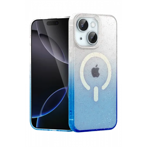 Mey İthalat®  Apple iPhone 15 Plus Pummel Shiny Magsafe Kapak - Mavi