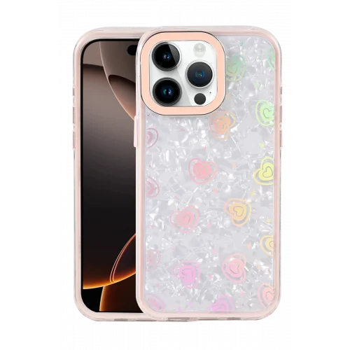 Mey İthalat®  Apple iPhone 15 Pro Lumi Desenli Kapak - Pembe