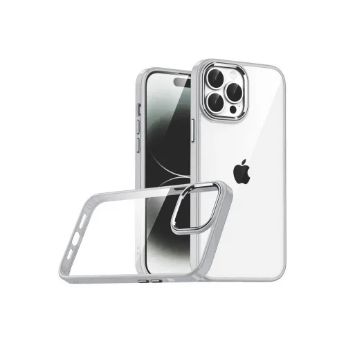 Mey İthalat®  Apple iPhone 15 Pro Max  Lensli Silikon - Gümüş