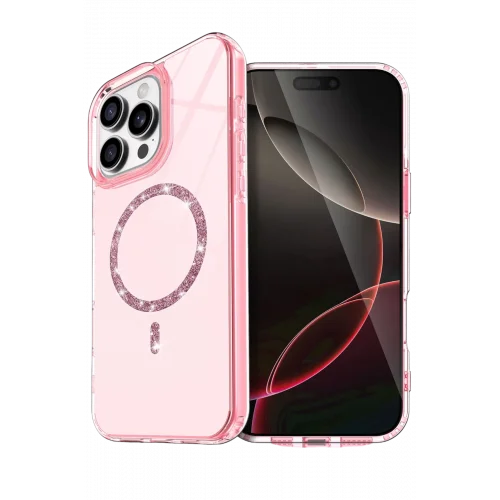 Mey İthalat®  Apple iPhone 15 Pro Max Live Diamond Magsafe Kapak - Pembe