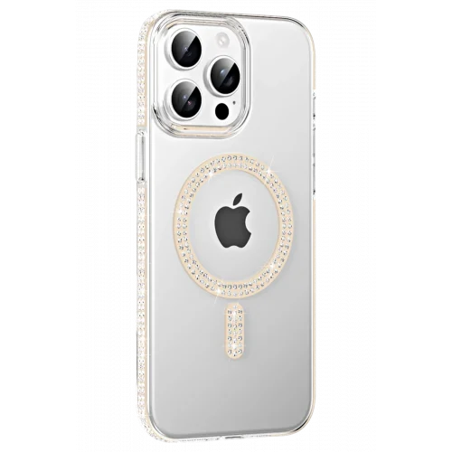 Mey İthalat®  Apple iPhone 15 Pro Move Taşlı Magsafe Kapak - Pembe