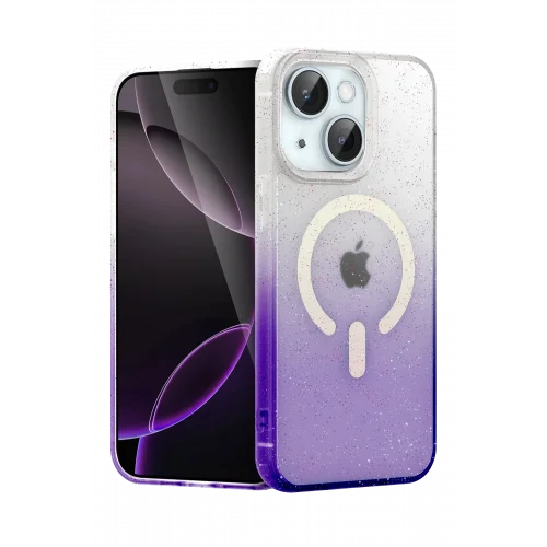 Mey İthalat®   iPhone 15 Pummel Shiny Magsafe Kapak - Mor