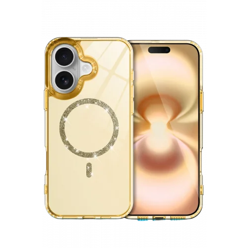 Mey İthalat®  Apple iPhone 16 Live Diamond Magsafe Kapak - Sarı