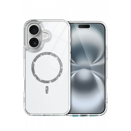 Mey İthalat®  Apple iPhone 16 Live Diamond Magsafe Kapak - Şeffaf