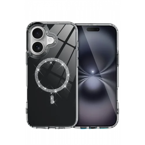 Mey İthalat®  Apple iPhone 16 Live Diamond Magsafe Kapak - Siyah