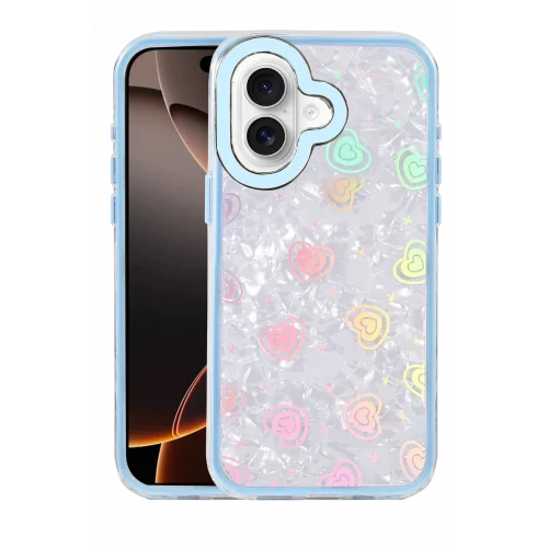 Mey İthalat®  Apple iPhone 16 Lumi Desenli Kapak - Mavi