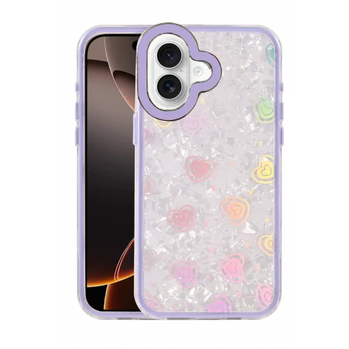 Mey İthalat®  Apple iPhone 16 Lumi Desenli Kapak - Mor