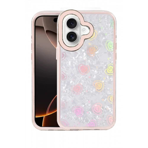 Mey İthalat®  Apple iPhone 16 Lumi Desenli Kapak - Pembe