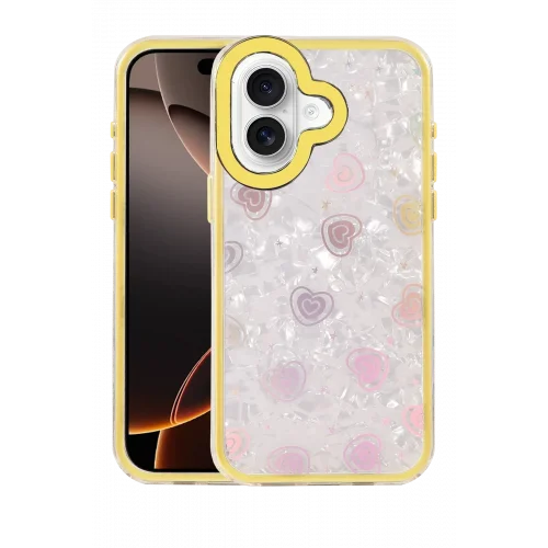 Mey İthalat®  Apple iPhone 16 Lumi Desenli Kapak - Sarı