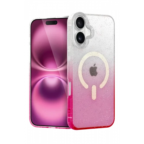 Mey İthalat®  Apple iPhone 16 Plus Pummel Shiny Magsafe Kapak - Pembe