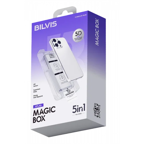 Mey İthalat®  Apple iPhone 16 Pro Bilvis 5in1 3D Magic Cam Ekran Koruyucu - Siyah