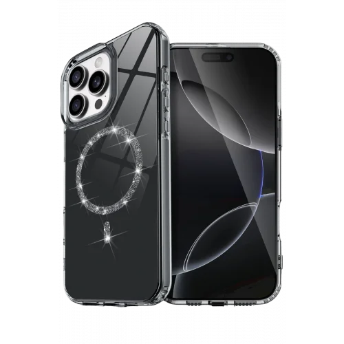 Mey İthalat®  Apple iPhone 16 Pro Live Diamond Magsafe Kapak - Siyah