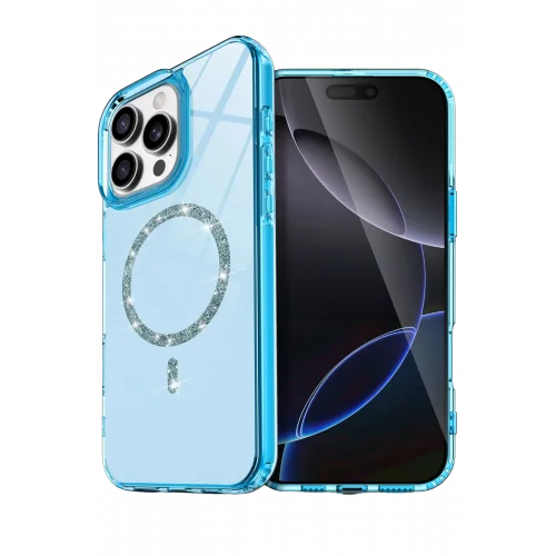 Mey İthalat®  Apple iPhone 16 Pro Max Live Diamond Magsafe Kapak - Mavi