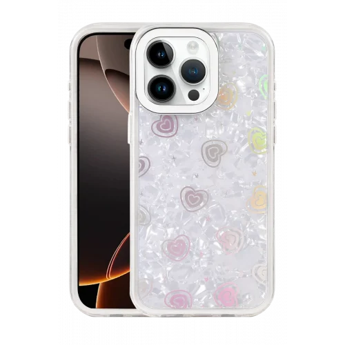 Mey İthalat®  Apple iPhone 16 Pro Max Lumi Desenli Kapak - Beyaz
