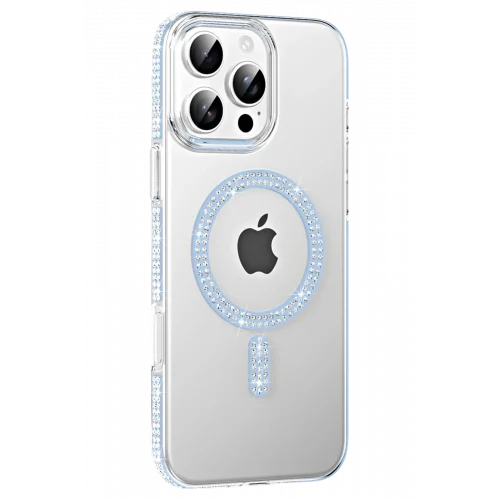 Mey İthalat®  Apple iPhone 16 Pro Max Move Taşlı Magsafe Kapak - Mavi