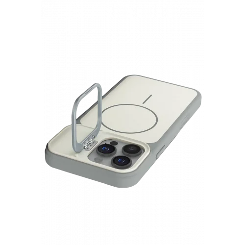 Mey İthalat®  Apple iPhone 16 Pro Max Pale Magsafe Standlı Kapak - Beyaz