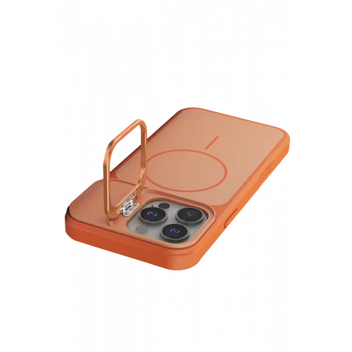 Mey İthalat®  Apple iPhone 16 Pro Max Pale Magsafe Standlı Kapak - Turuncu