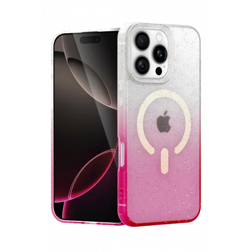 Mey İthalat®  Apple iPhone 16 Pro Max Pummel Shiny Magsafe Kapak - Pembe