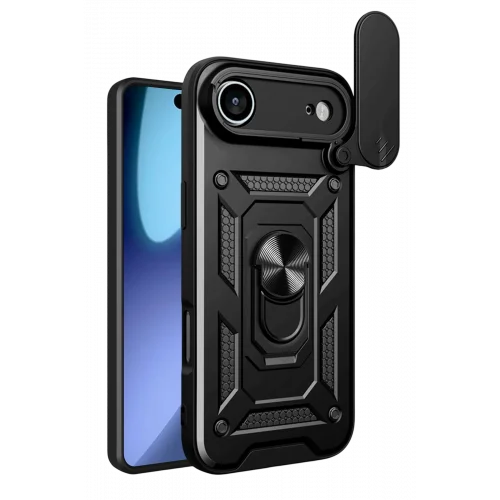 Mey İthalat®  Apple iPhone 17 Air Pars Lens Yüzüklü Silikon - Siyah