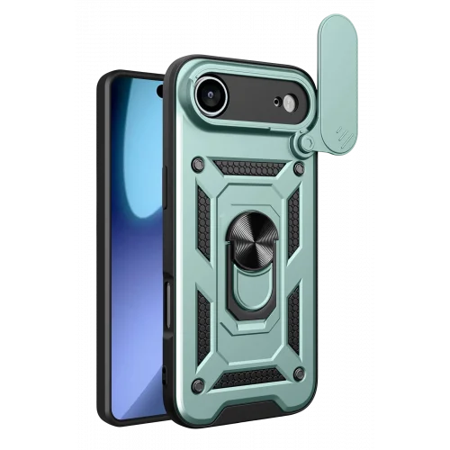 Mey İthalat®  Apple iPhone 17 Air Pars Lens Yüzüklü Silikon - Yeşil