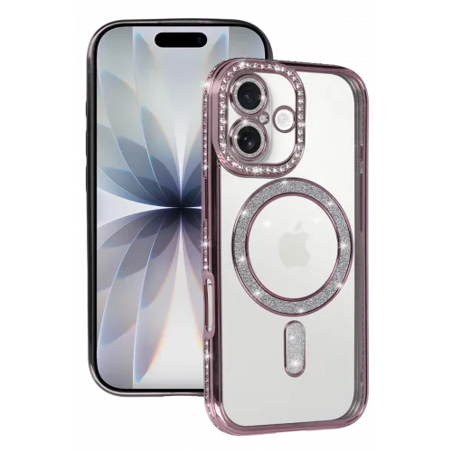 Mey İthalat®  Apple iPhone 17 Joke Simli Magneticsafe Kılıf - Pembe