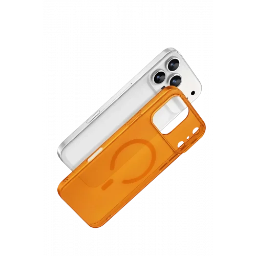 Mey İthalat®  Apple iPhone 17 Pro Combo Sert Şeffaf Magsafe Kapak - Turuncu