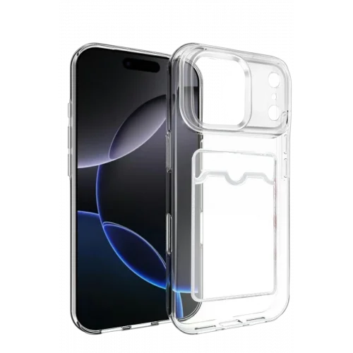 Mey İthalat®  Apple iPhone 17 Pro Kart Şeffaf Silikon - Şeffaf