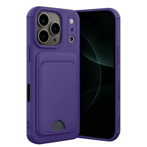 Mey İthalat®  Apple iPhone 17 Pro Kelvin Kartvizitli Silikon - Derin Mor