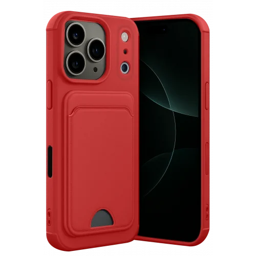 Mey İthalat®  Apple iPhone 17 Pro Kelvin Kartvizitli Silikon - Kırmızı