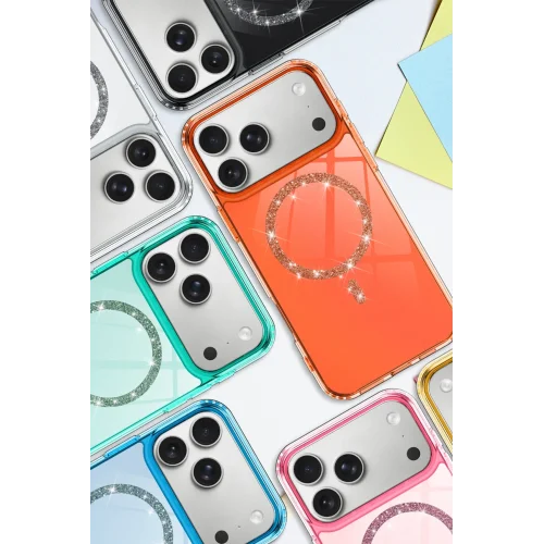 Mey İthalat®  Apple iPhone 17 Pro Live Diamond Magsafe Kapak - Turuncu