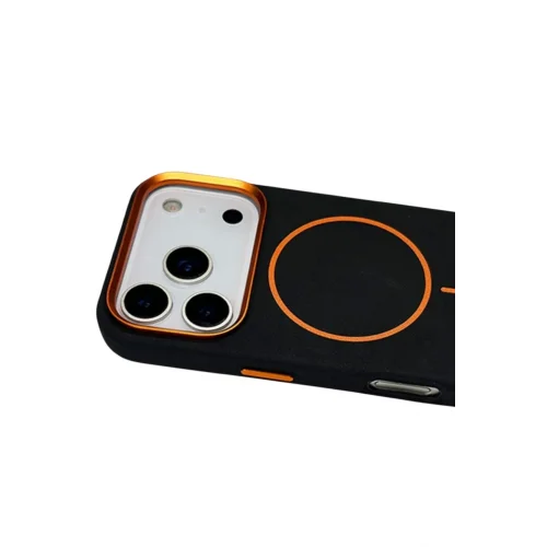 Mey İthalat®  Apple iPhone 17 Pro Luno Deri Magsafe Kapak - Siyah